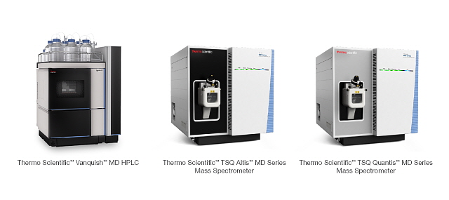 (왼쪽부터)Vanquish MD 고성능 액체 크로마토그래피 시스템, 질병분석기 TSQ Altis MD와 TSQ Quantis MD